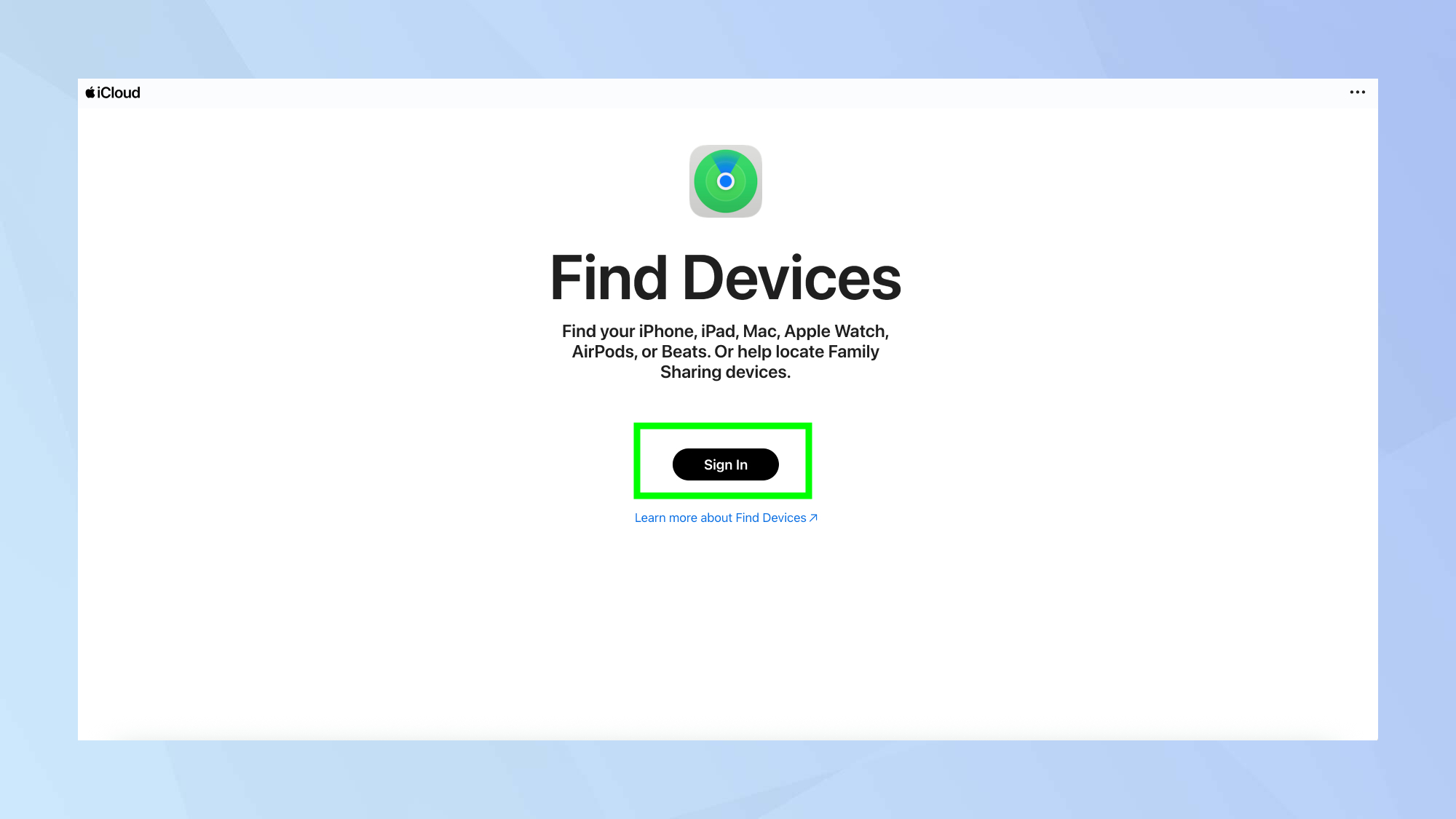 Find My for iPhone on web browser