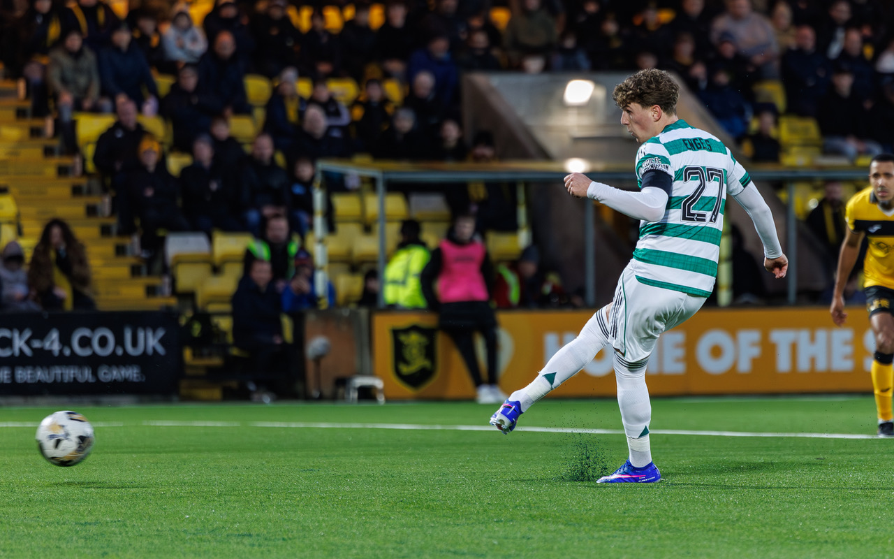 Arne Engels of Celtic scores from the spot