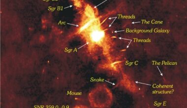 Sagittarius A as seen at 90 cm wavelength (in the microwave range) by the Very Large Array (Credit : NRAO/AUI/NSF and N.E. Kassim, Naval Research Laboratory)