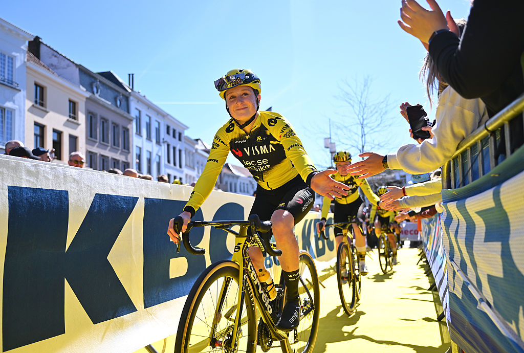 OUDENAARDE, BELGIUM - APRIL 06: Imogen Wolff of Great Britain and Team Visma | Lease a Bike prior to the 22nd Ronde van Vlaanderen - Tour des Flandres 2025 - Women&amp;apos;s Elite a 168.9km one day race from Oudenaarde to Oudenaarde / #UCIWWT / on April 06, 2025 in Oudenaarde, Belgium. (Photo by Luc Claessen/Getty Images)