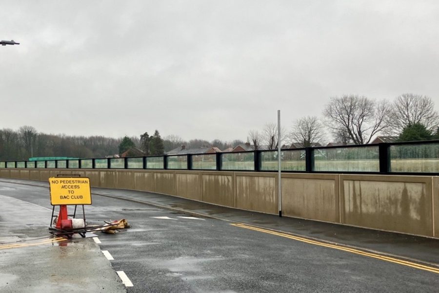 The re-opened section of road at Miller Gardens and new flood wall Pic: Environment Agency