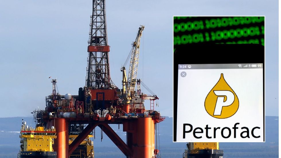 North Sea oil rig and Petrofac logo
