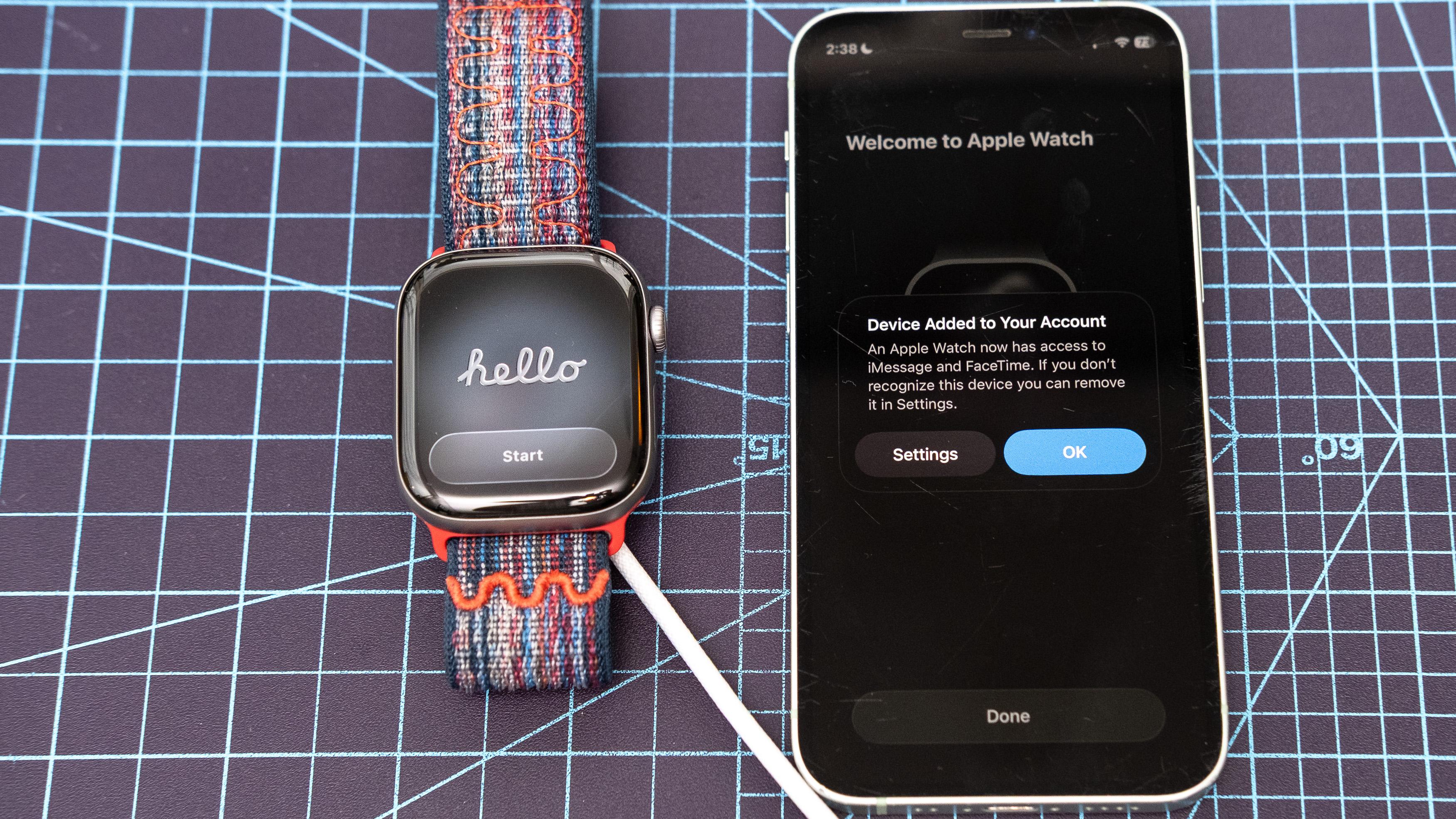 Apple Watch Series 11 close-up showing the setup and pairing process