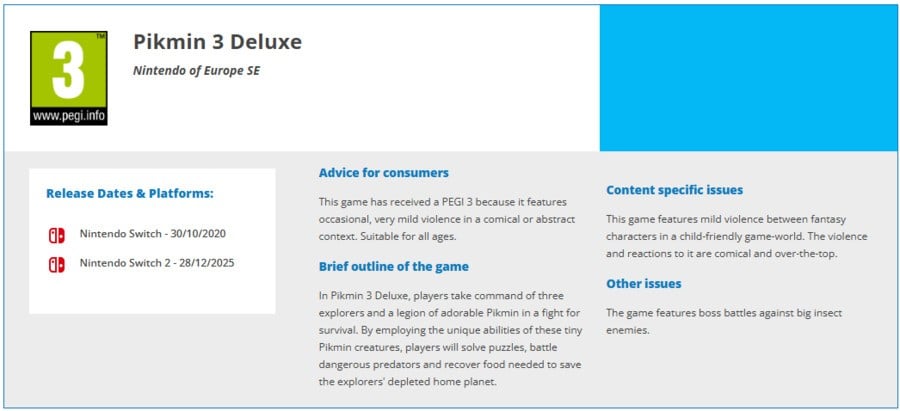 Pikmin 3 Deluxe PEGI