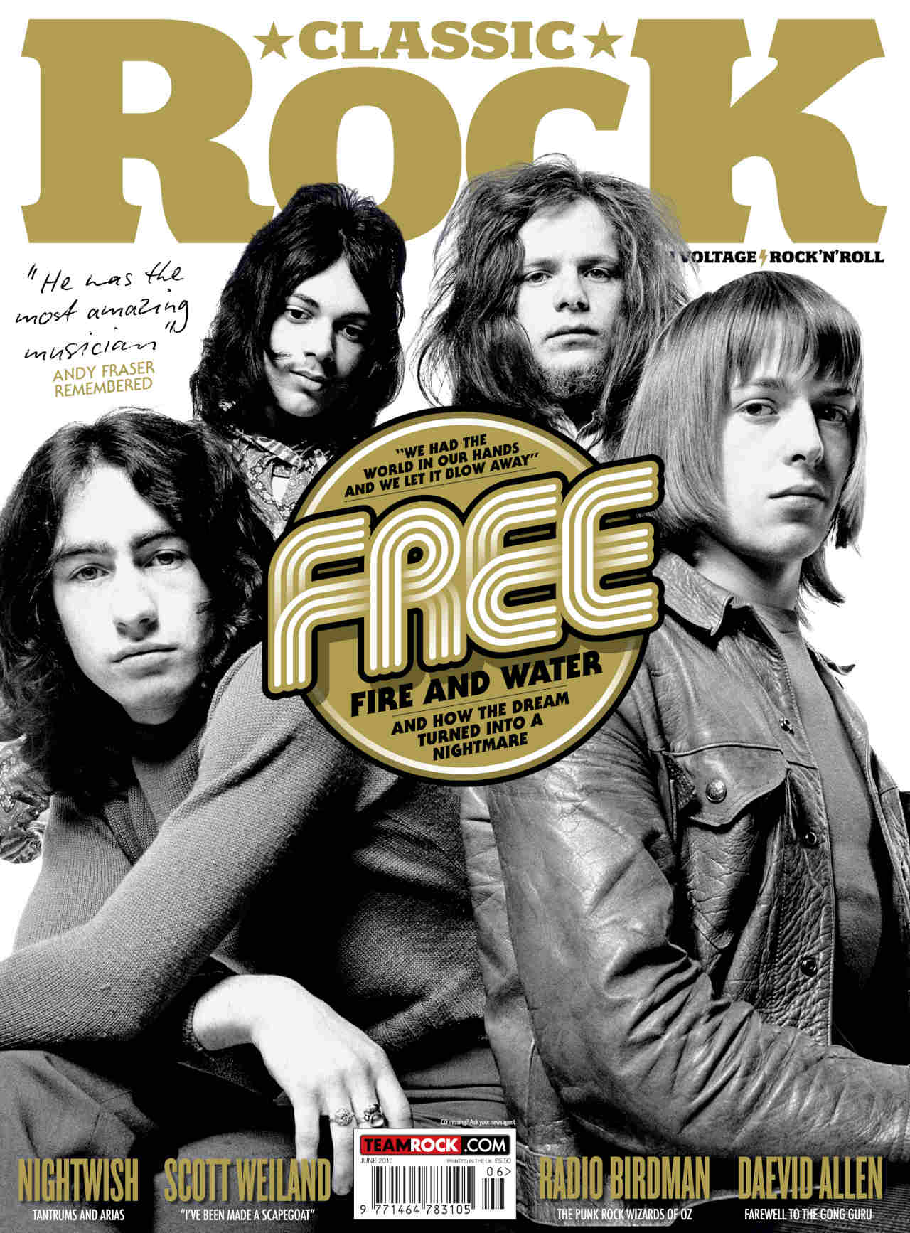The cover of Classic Rock issue 210 featuring Free