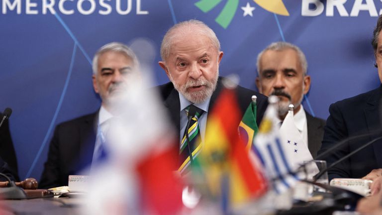 Brazil's President Luiz Inacio Lula at the Mercosur Summit in Foz do Iguacu. Pic: Reuters