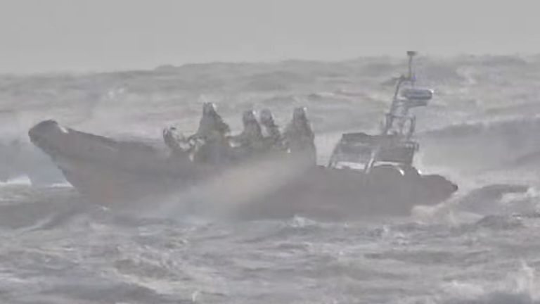The RNLI said sea conditions off the Devon beach were 'punishing'. Pic: UKNIP