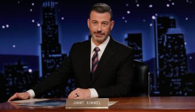 Jimmy Kimmel hosting his late night show. Pic: AP