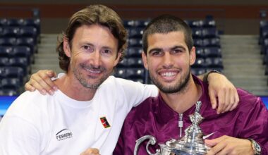Carlos Alcaraz (right) announced a split from coach Juan Carlos Ferrero (left) ahead of the 2026 season (Getty Images)