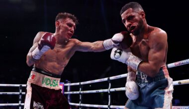 Francisco Rodriguez catches Galal Yafai as he hands the Olympic gold medallist a punishing defeat. (Photo: Mark Robinson/Matchroom)