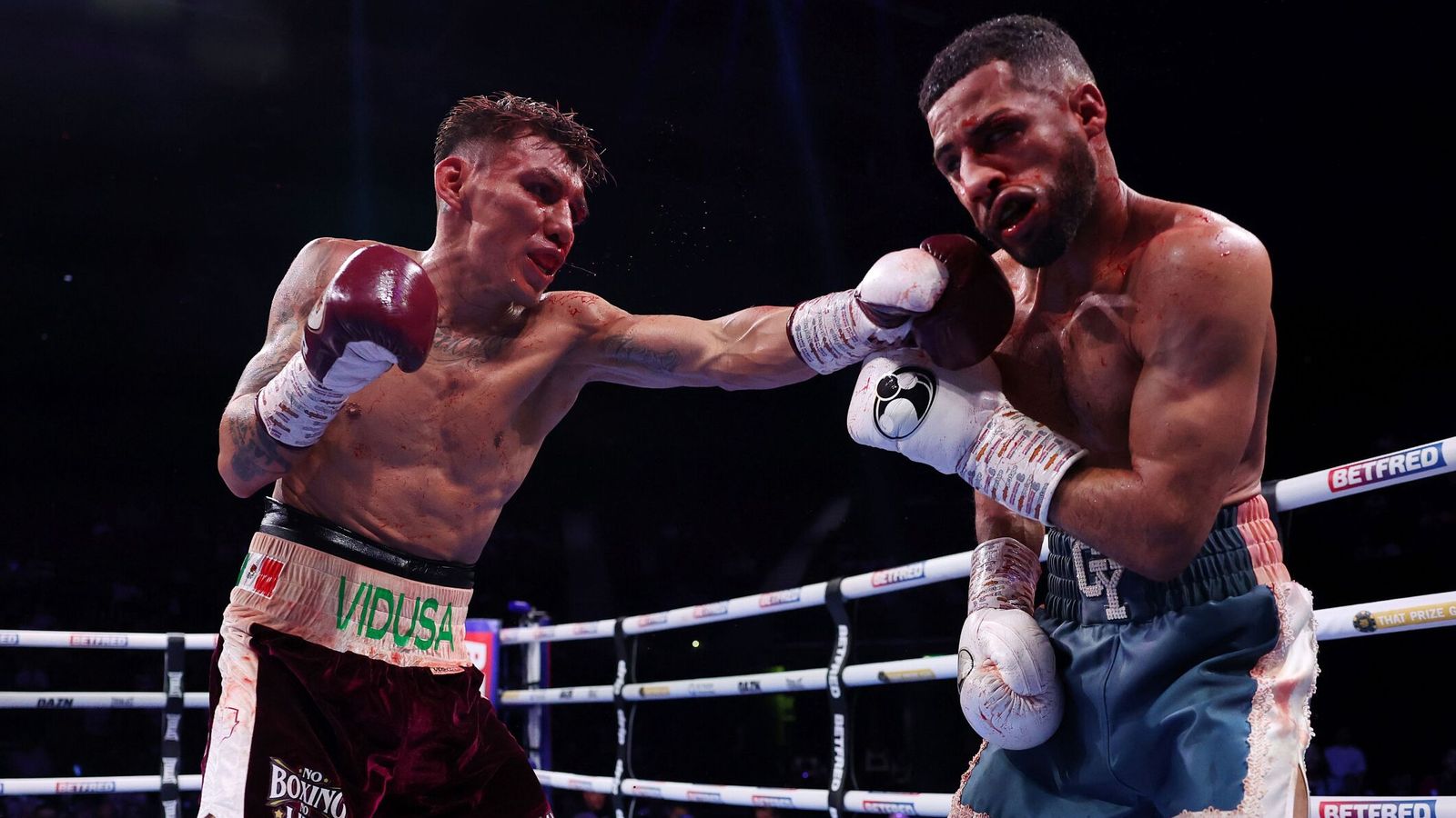 Francisco Rodriguez catches Galal Yafai as he hands the Olympic gold medallist a punishing defeat. (Photo: Mark Robinson/Matchroom)