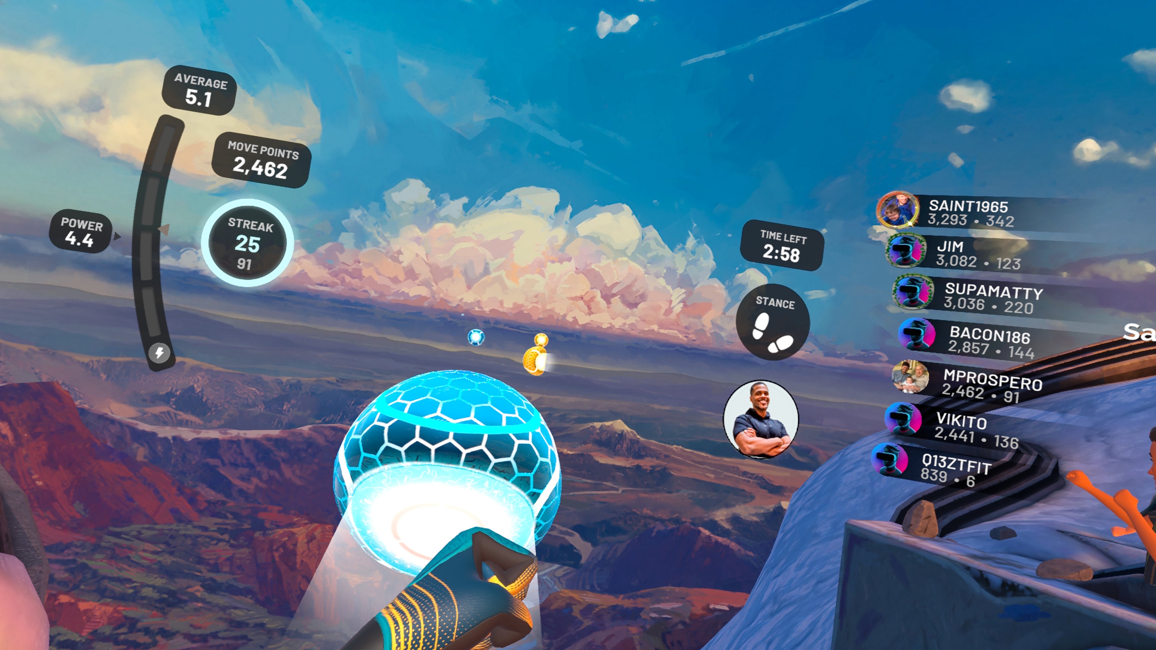 a screen from a FitXR workout