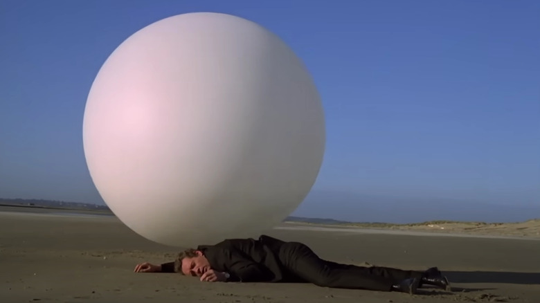 Patrick McGoohan's Number Six is taken down by a floating sphere in The Prisoner.