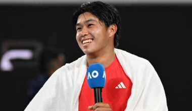 Learner Tien smiles after his dramatic five-set victory against Daniil Medvedev at the Australian Open.