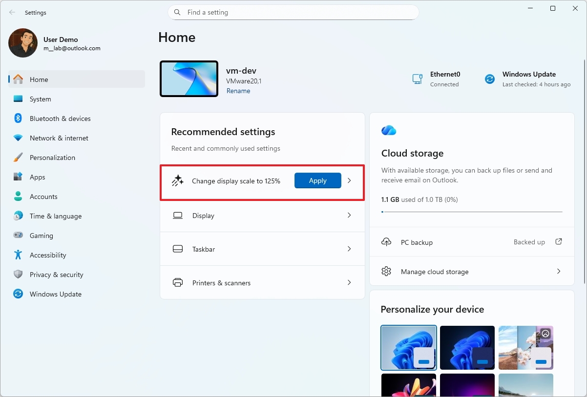 Recommended settings with AI suggestions