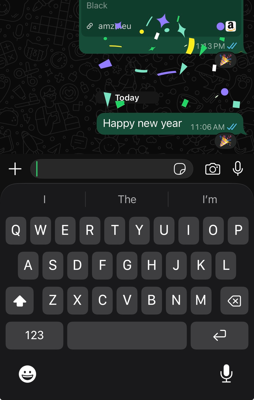 WhatsApp confetti reaction