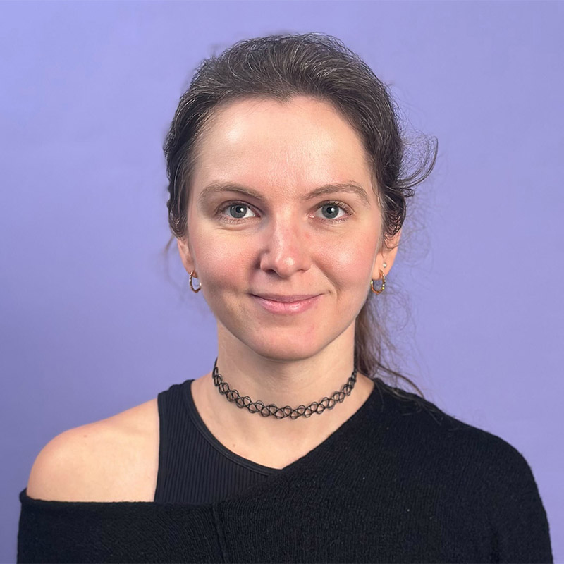 Viktoria Shilets on a purple background