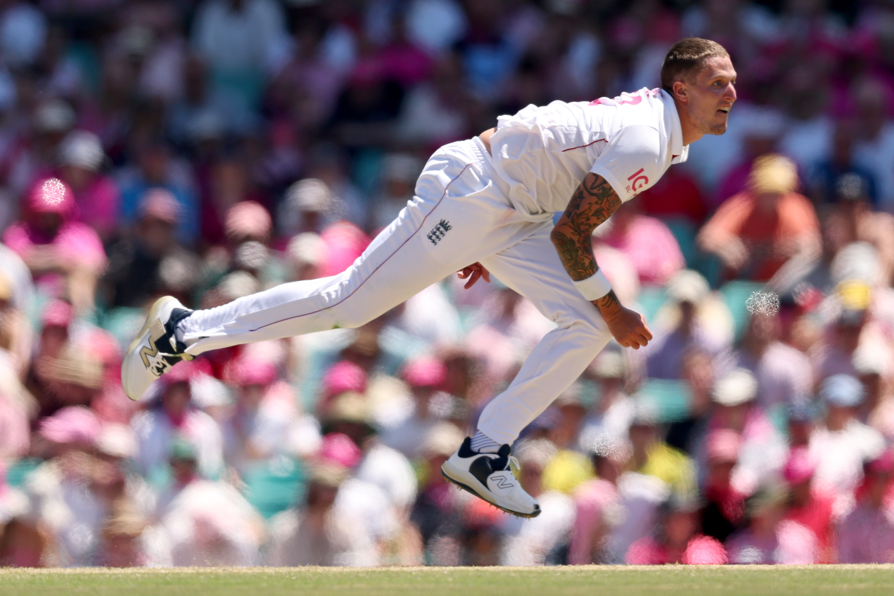 Brydon Carse of England bowls during the Fifth Test of the 2025/26 Ashes Series.