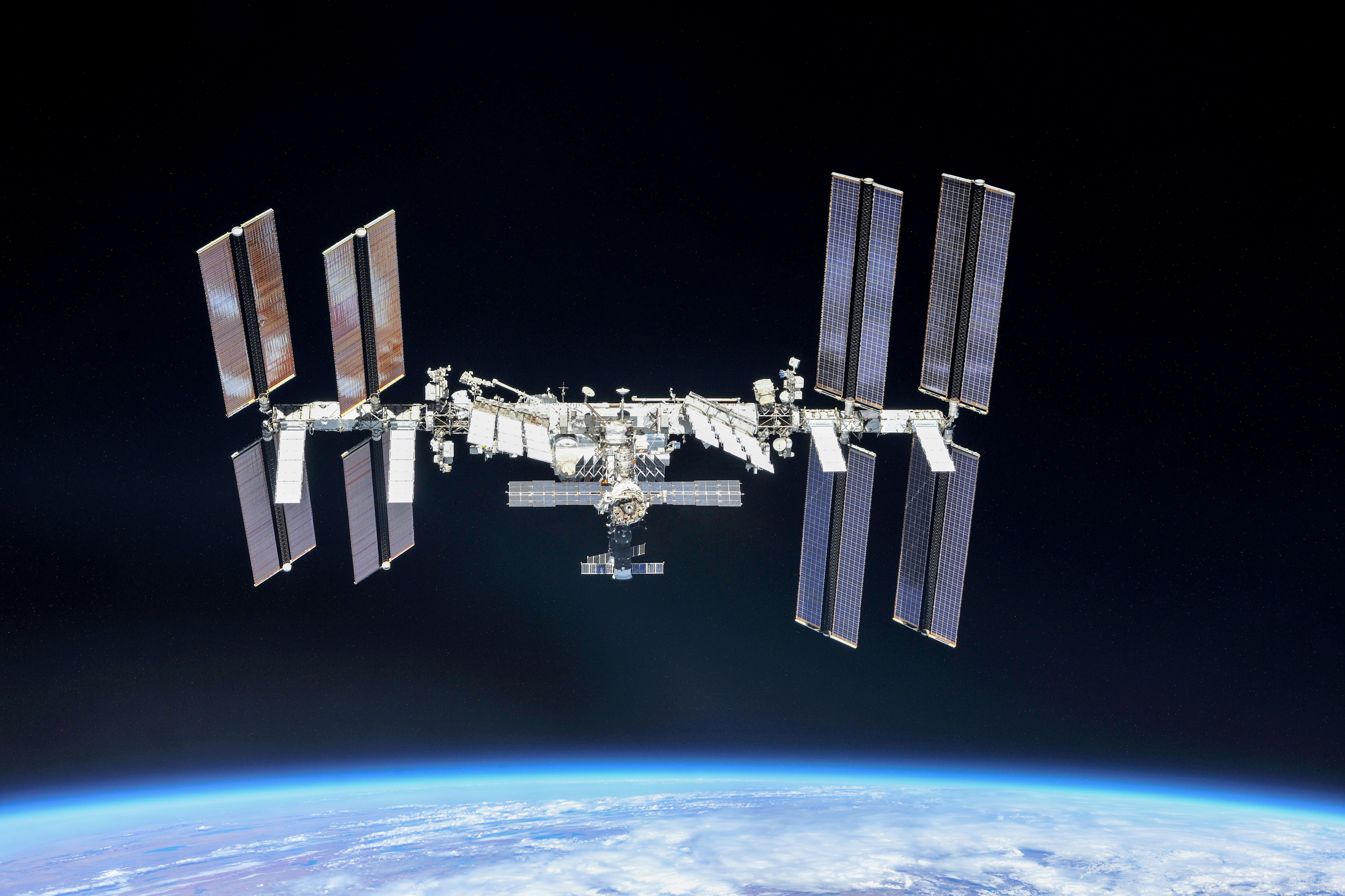 The International Space Station (ISS) in Earth's orbit.