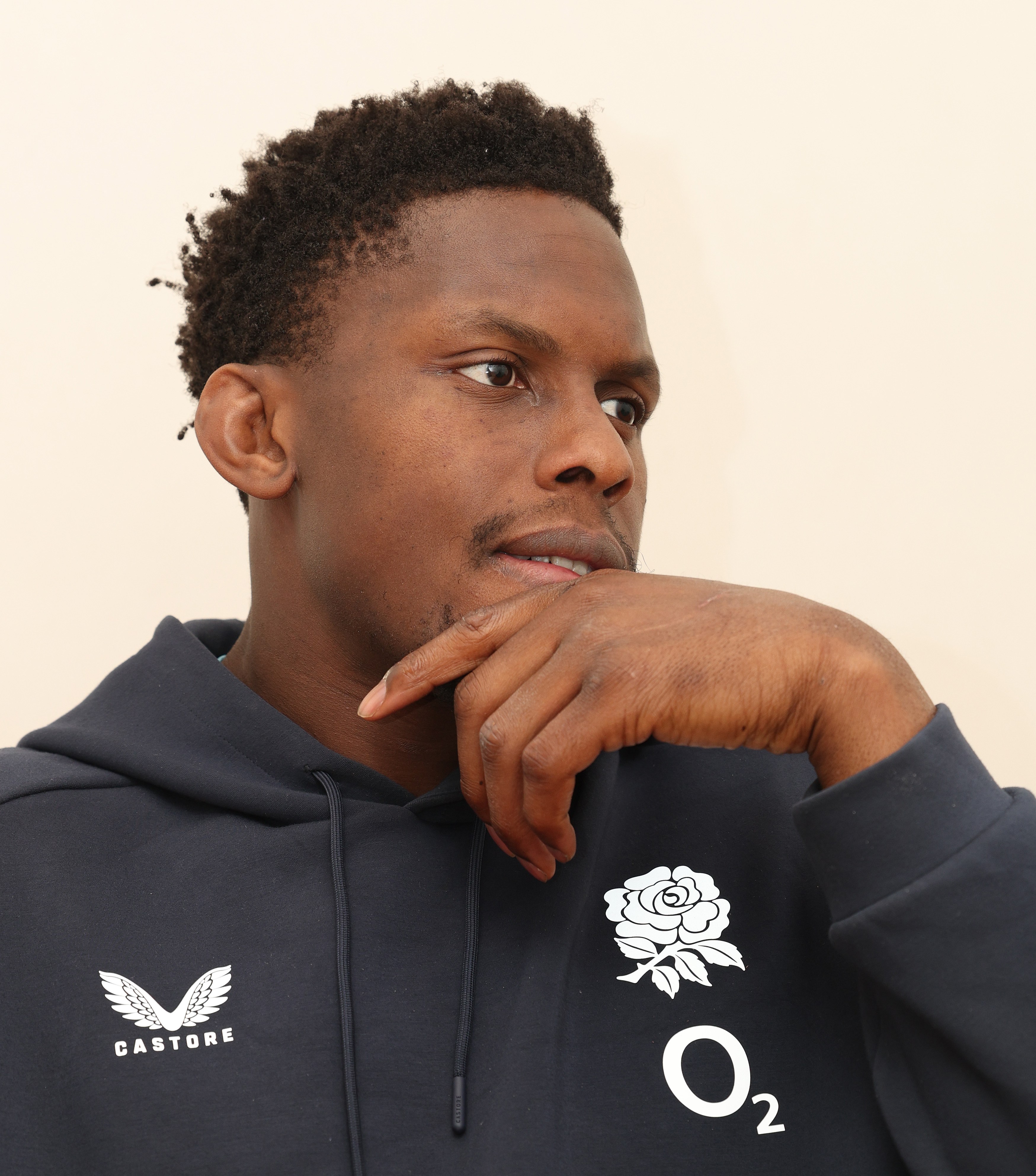 Maro Itoje during an interview at England training camp.