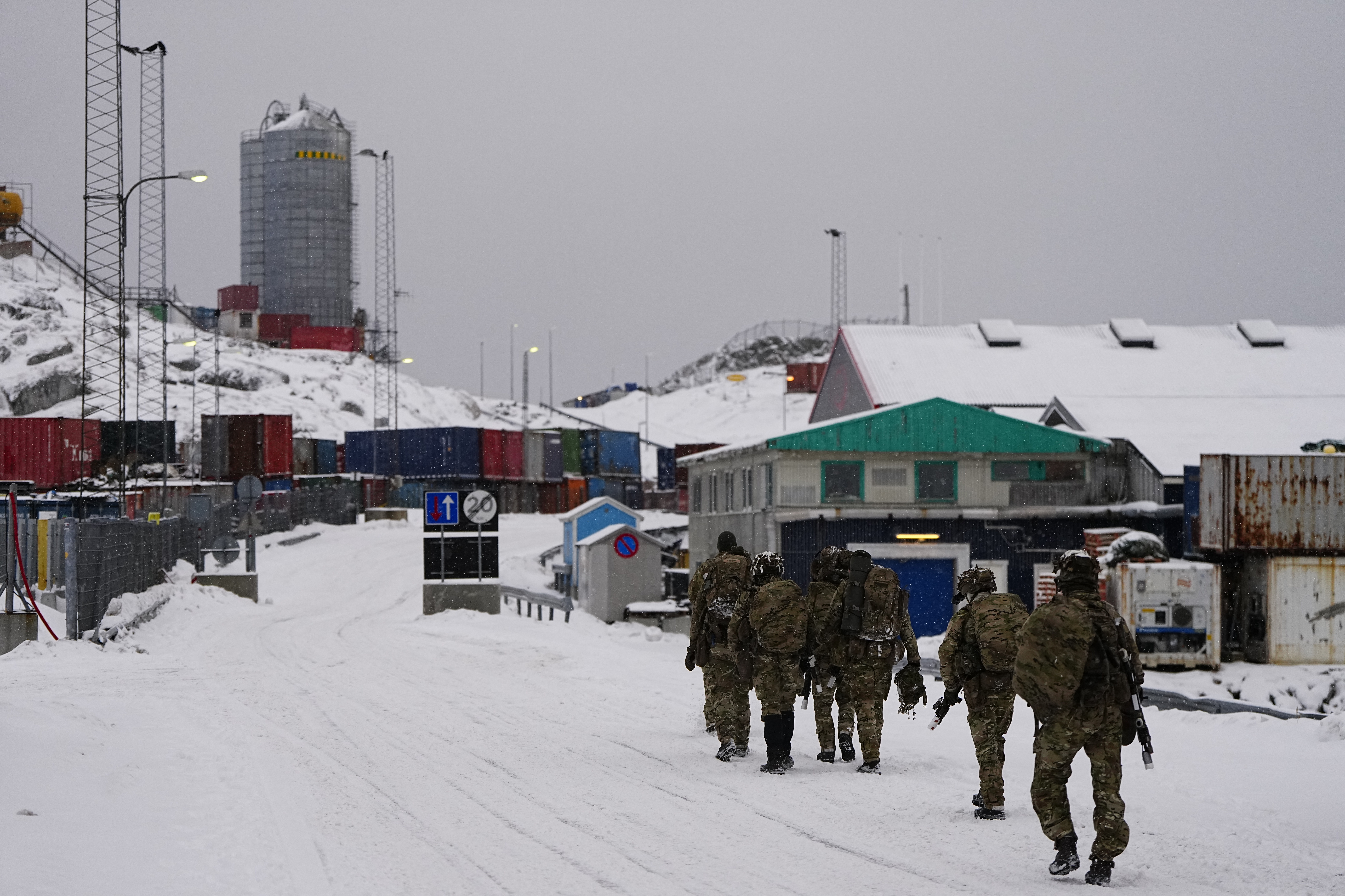 Danish soldiers at the port in Nuuk, Greenland
