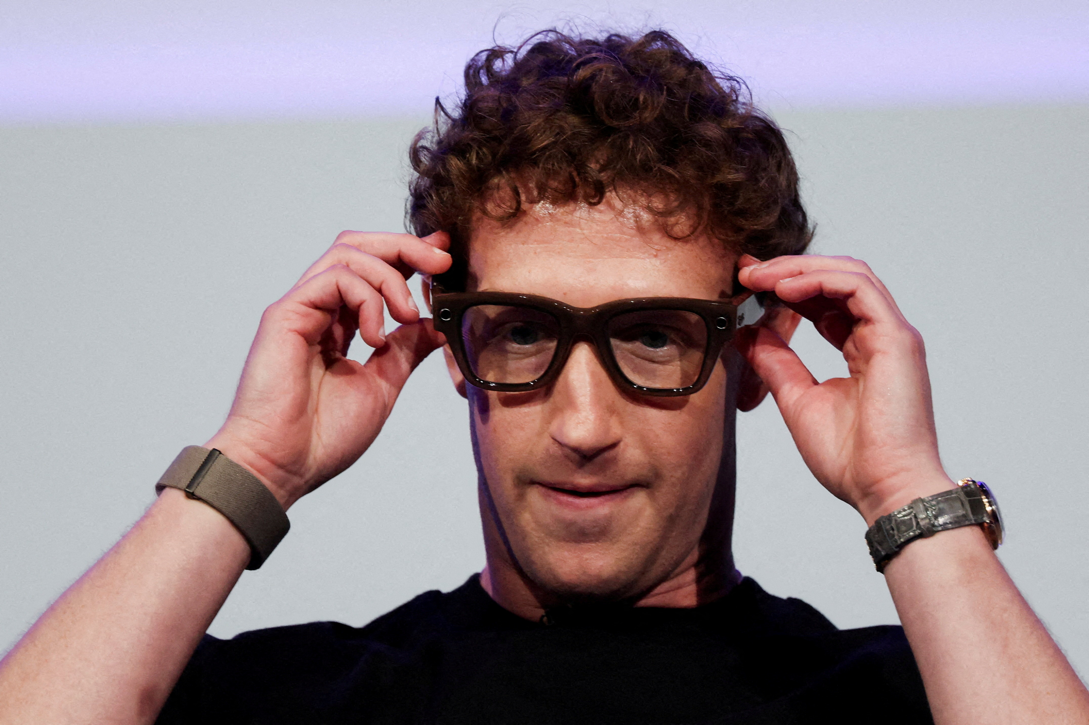 Meta CEO Mark Zuckerberg wearing Meta Ray-Ban smart glasses at the Meta Connect event.