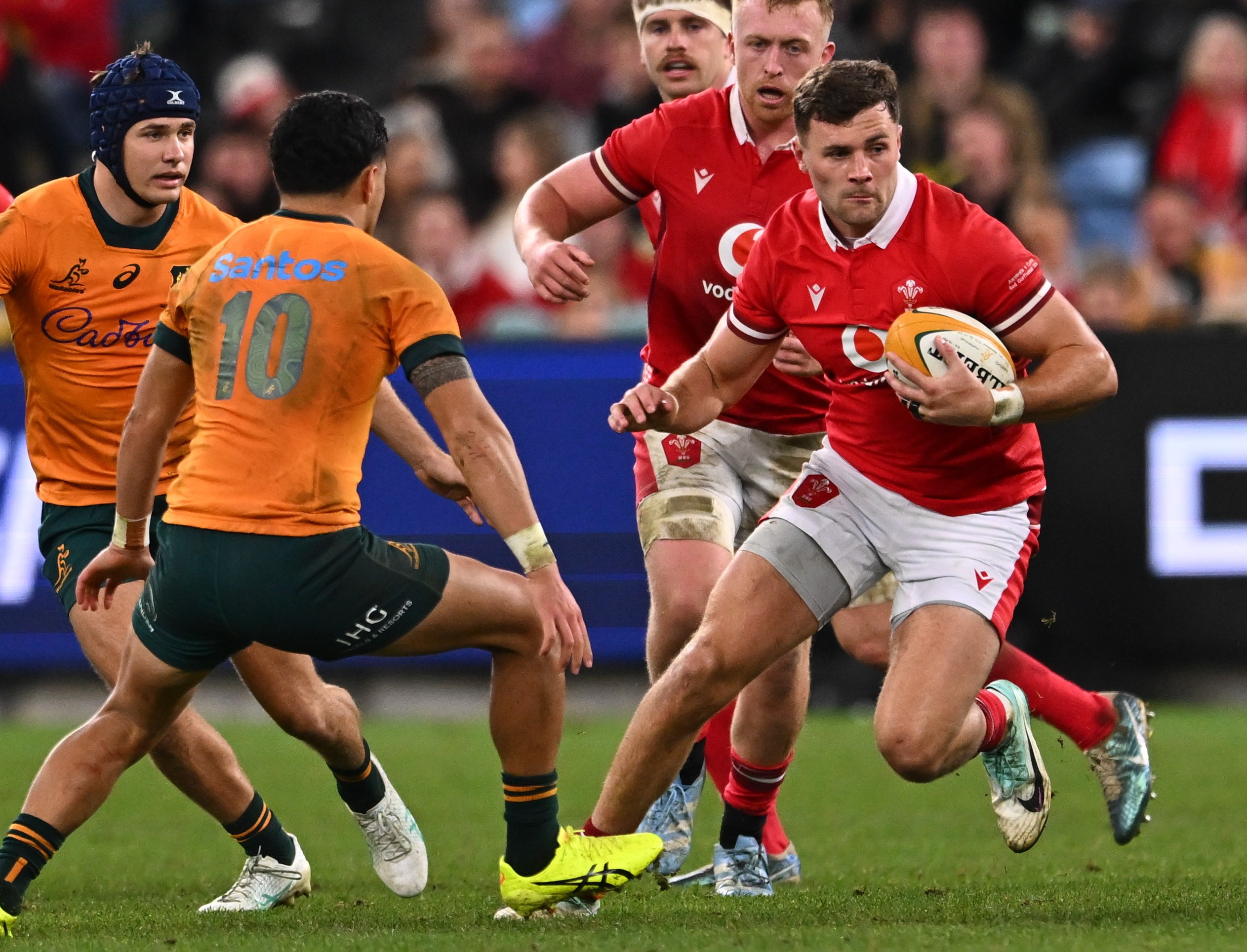 Mason Grady of Wales in action during the Men's International Test match between Australia and Wales.