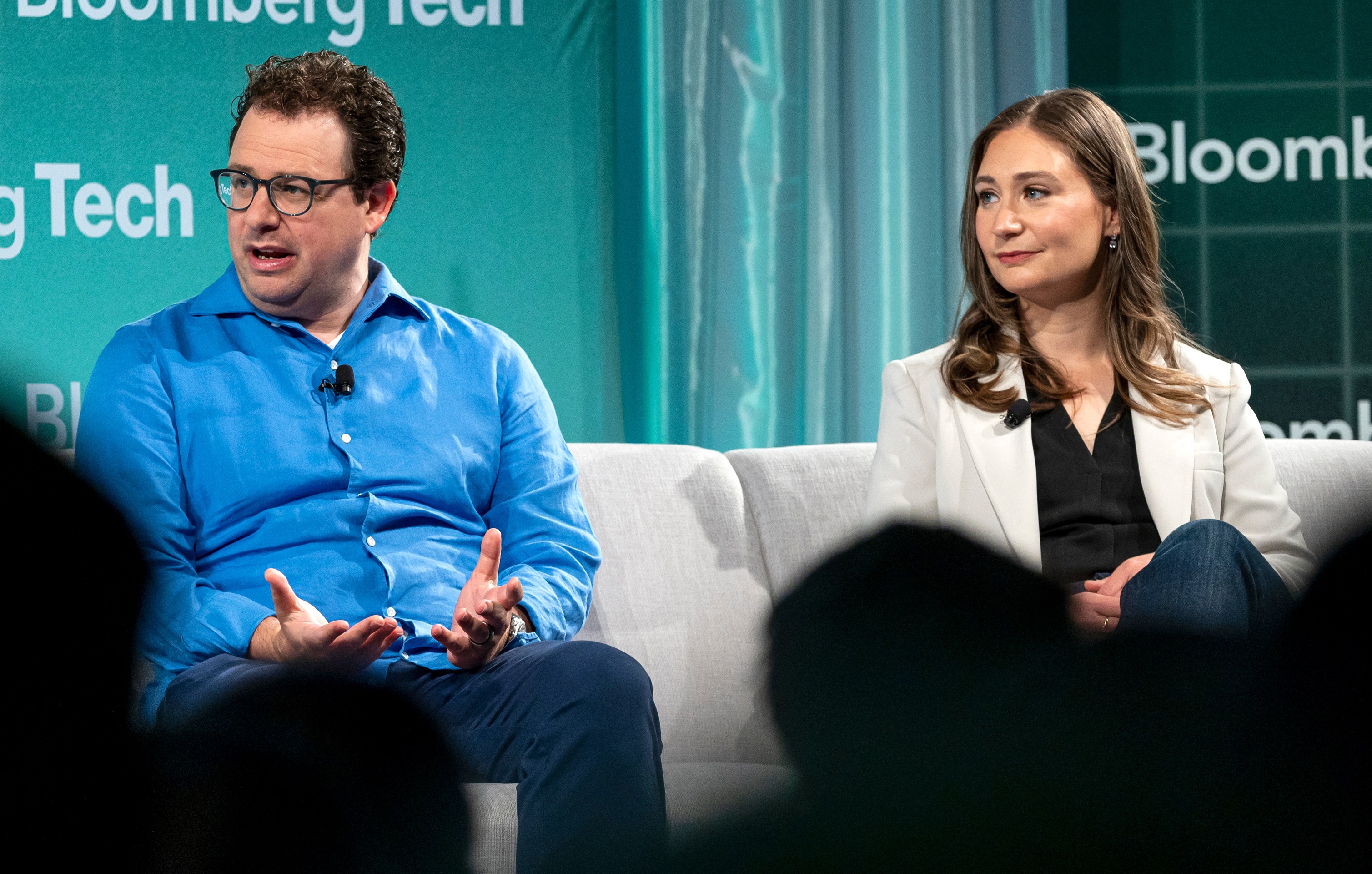 Dario Amodei and Daniela Amodei speaking at the Bloomberg Technology Summit.