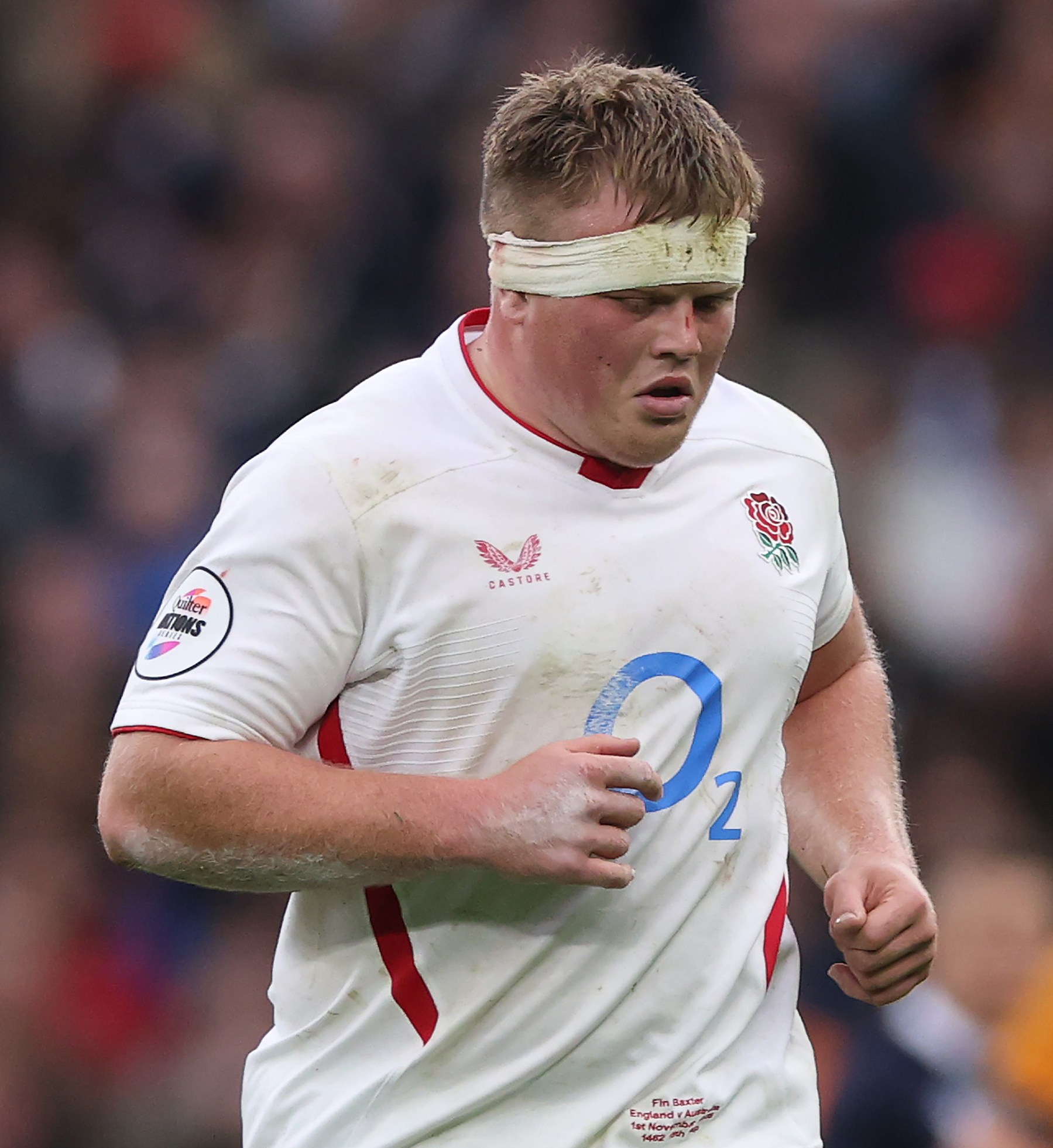 Fin Baxter of England during the Quilter Nations Series 2025 rugby match against Australia.