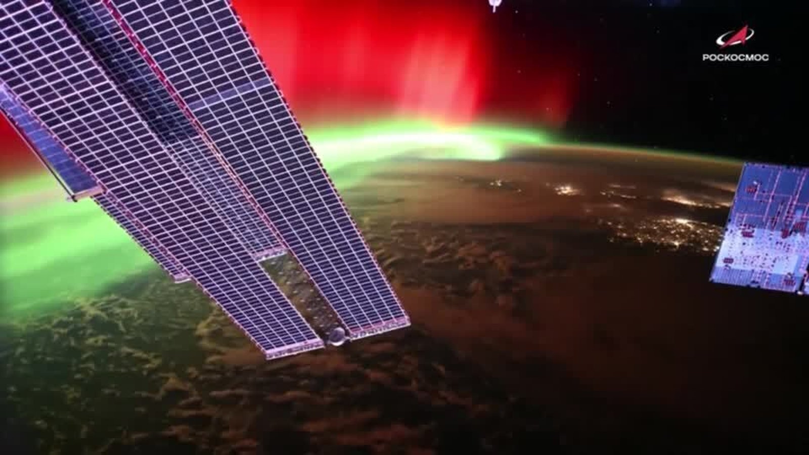 Stunning aurora filmed from space by cosmonaut