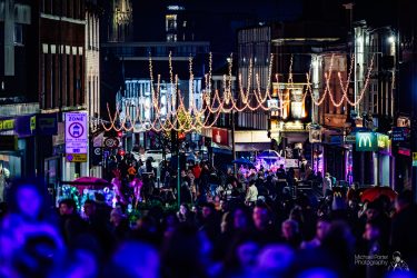 Looking down Friargate at the Christmas lights Pic: Michael Porter Photography