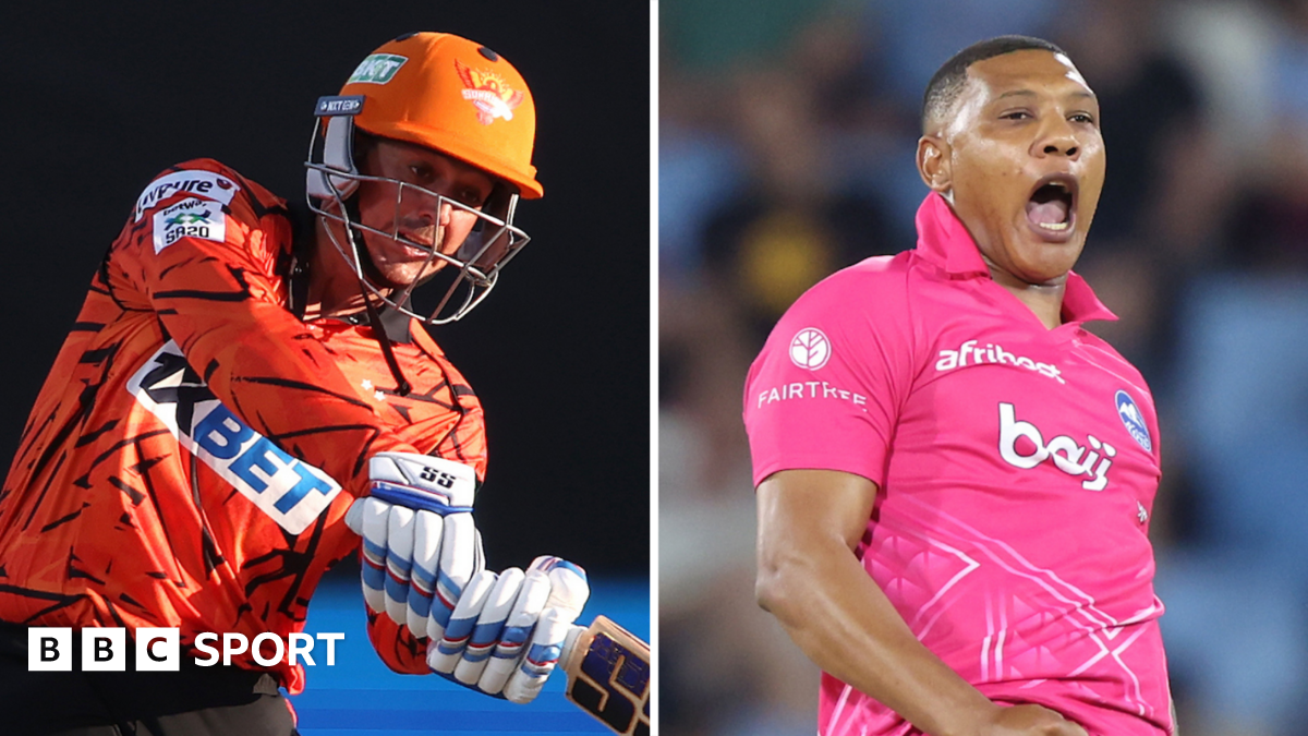 A split graphic of Sunrisers Eastern Cape Quinton de Kock and Paarl Royals' Ottneil Baartman
