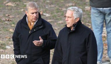 The former prince, Andrew, left, and Jeffrey Epstein in New York's Central Park