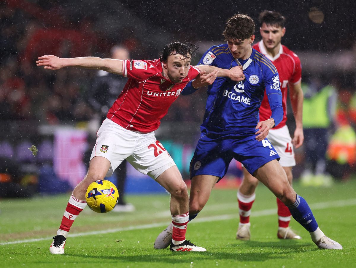 Ben Nelson battles for the ball during Leicester City's 1-1 draw with Wrexham