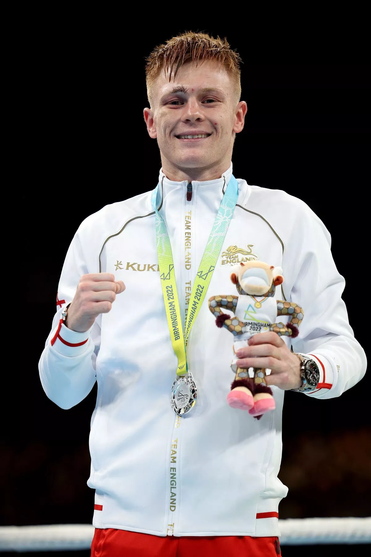 Silver medalist Kiaran Macdonald during the medal ceremony of the Birmingham 2022 Commonwealth Games 