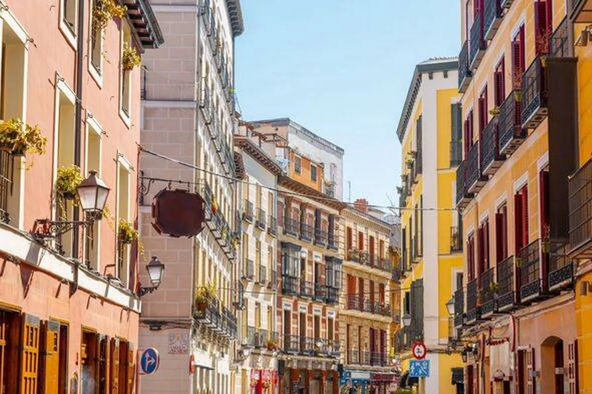 Charming historic street in Madrid, Spain