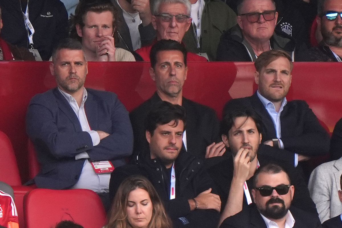 Nottingham Forest's global head of football Edu (centre) at the City Ground 
