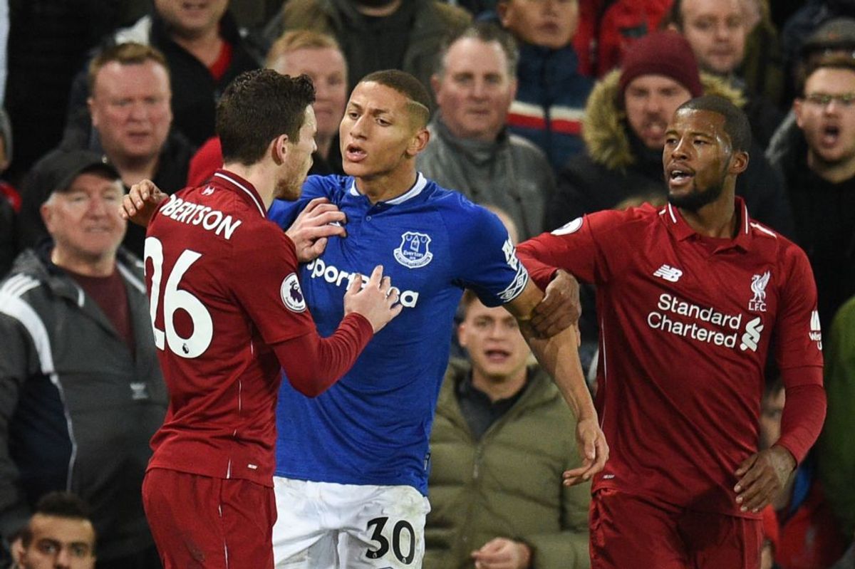 Andy Robertson and Richarlison clash in a Merseyside derby