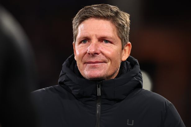 Oliver Glasner looks on. 