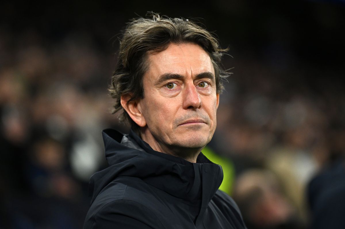 LONDON, ENGLAND - JANUARY 20: Thomas Frank, Manager of Tottenham Hotspur, looks on prior to the UEFA Champions League 2025/26 League Phase MD7 match between Tottenham Hotspur and Borussia Dortmund at Tottenham Hotspur Stadium on January 20, 2026 in London, England. (Photo by Shaun Botterill/Getty Images)