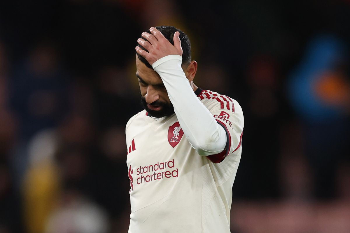 BOURNEMOUTH, ENGLAND - JANUARY 24: Mohamed Salah of Liverpool reacts during the Premier League match between Bournemouth and Liverpool at Vitality Stadium on January 24, 2026 in Bournemouth, England. (Photo by Catherine Ivill - AMA/Getty Images)