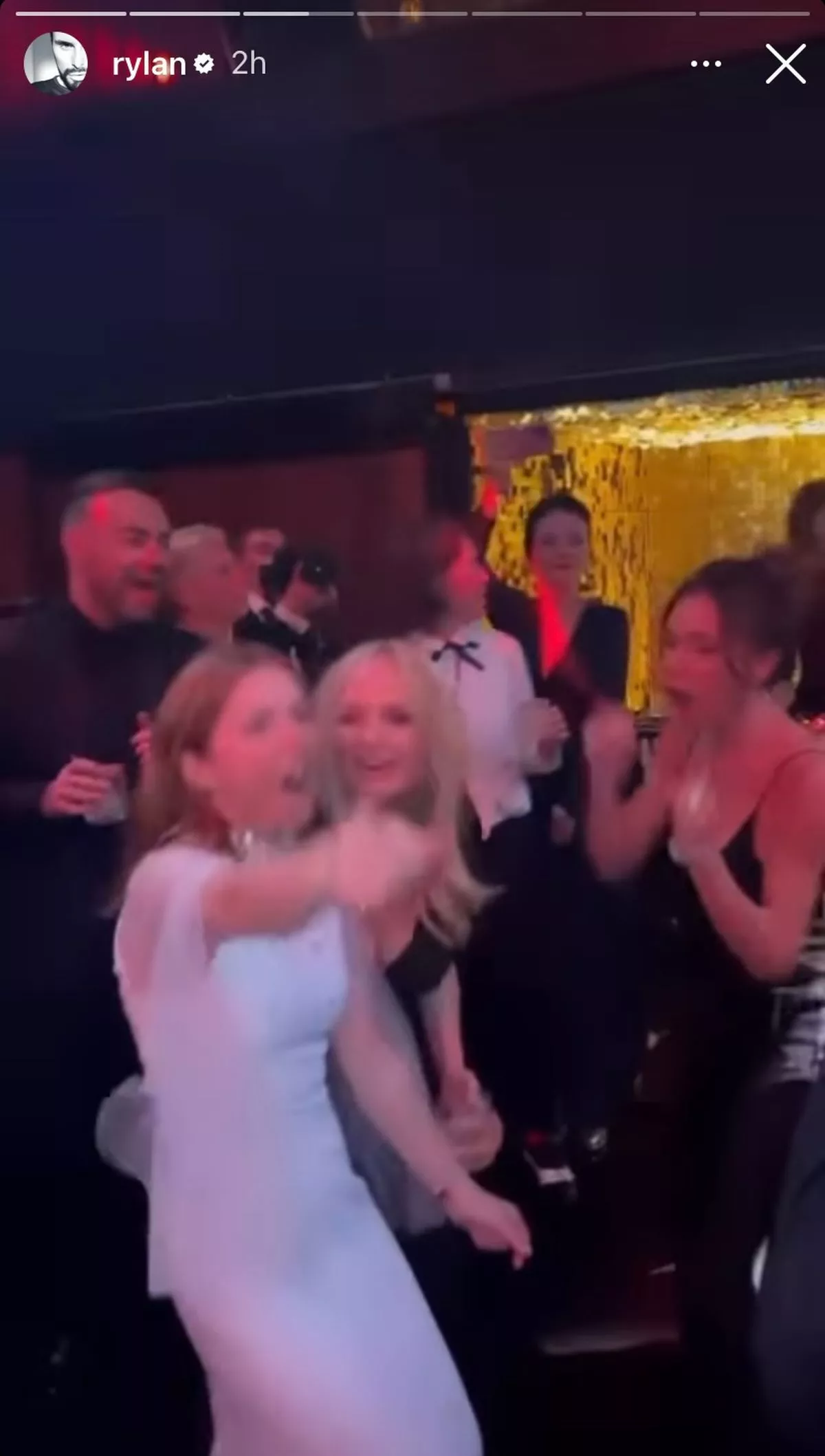 Geri could be seen dancing with her Spice Girls bandmates Victoria, Emma and Mel in one clip