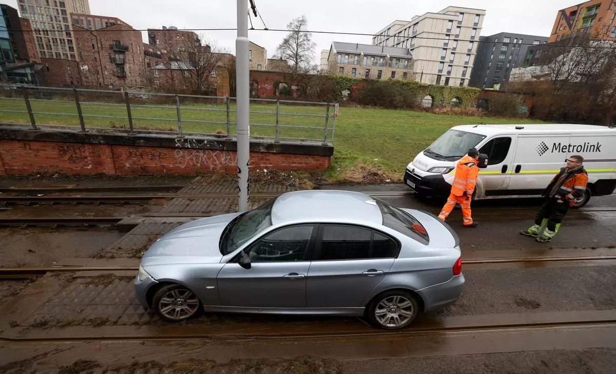 The car was abandoned on the line