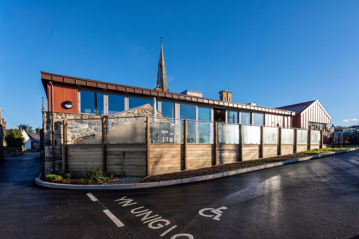 The renovation, conversion and transformation of T'yn Llan commnity pub in Llandwrog, Gwynedd this is the new build extension with restaurant, catering kitchen, facilities and community room