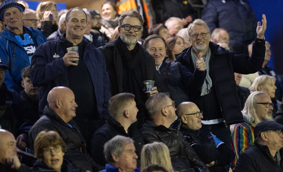 Potential new Cardiff Rugby Investors, Reg Clarke, left, Gareth West second left, and Niels Fuul, right, at Cardiff Arms Park