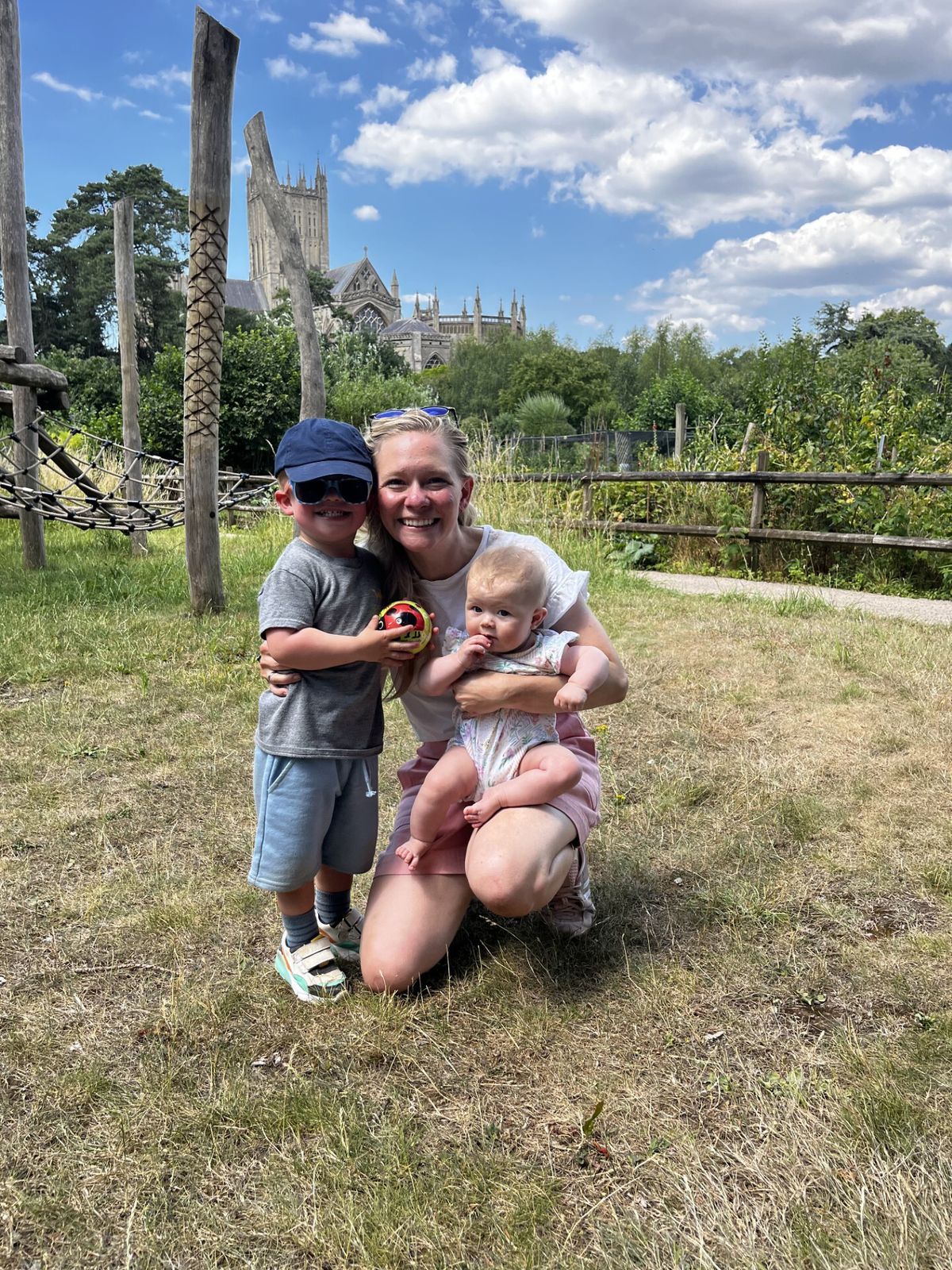 Alice Norris, 35, from Newcastle, who has been diagnosed with inoperable bowel cancer, alongside her daughter Olivia and son Oscar