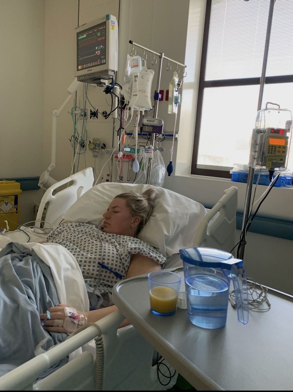 The young woman has been in and out of hospital