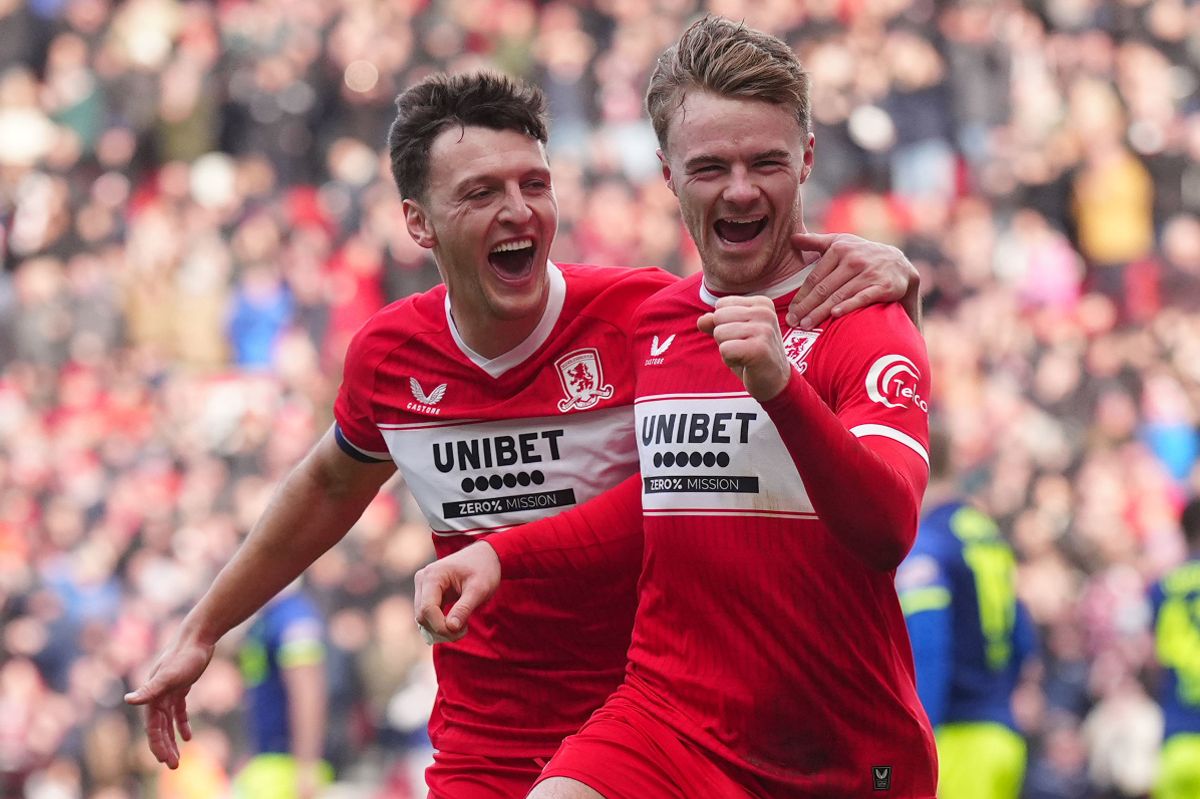 Middlesbrough's Tommy Conway (right) celebrates scoring his side's fourth goal