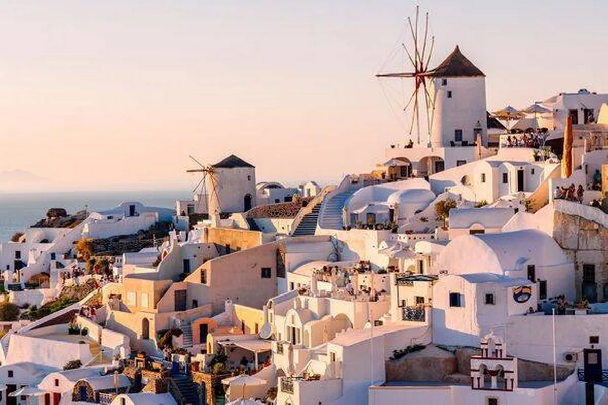 Oia village townscape in Santorini Island, Greece.