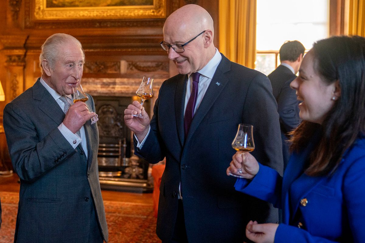 King Charles celebrated entrepreneurs in Scotland while his son Harry was in London attending his latest court case